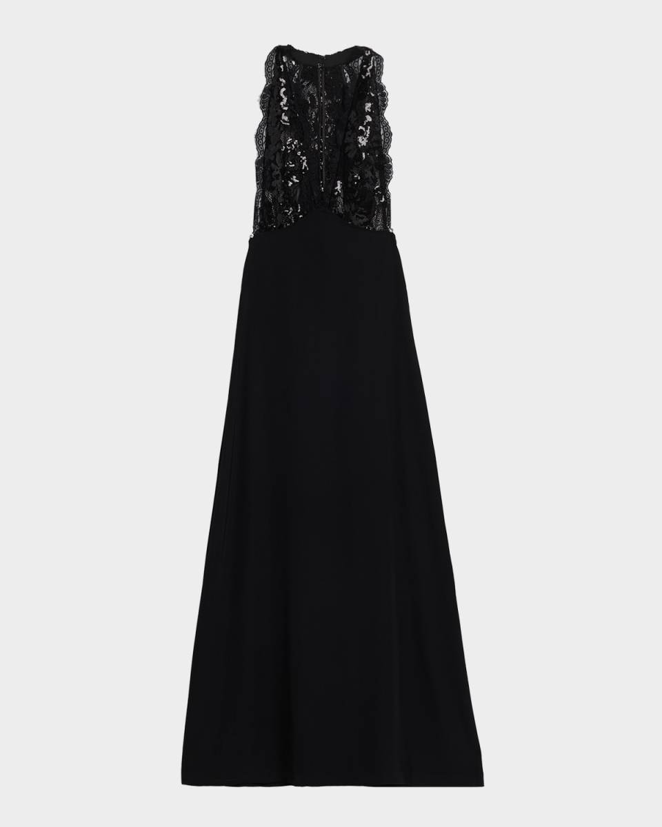 Chantal Sequined Plunging Cutout Gown
